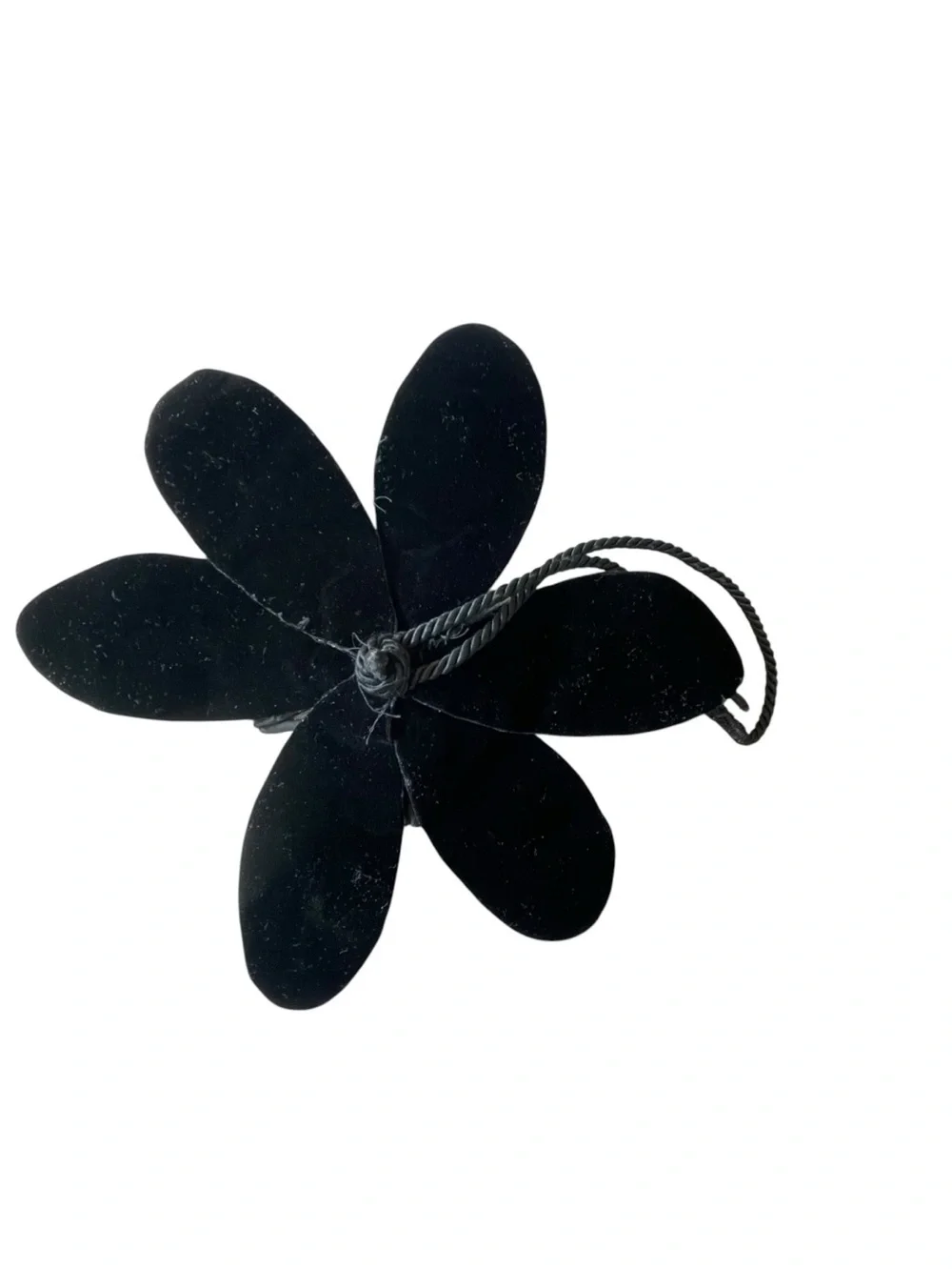 Vintage Black Velvet Rhinestone Flower Clip Brooch Ornament Gothic Glam